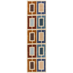 Ručně všívaný běhoun Illusion Retro Blocks Blue/Multi