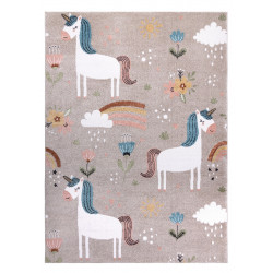 AKCE: 240x330 cm Dětský kusový koberec Fun Unicorn with rainbow beige