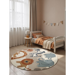 AKCE: 160x160 (průměr) kruh Dětský koberec Adventures 106409 Cream Multicolor kruh